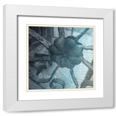 Blue Iron Gate White Modern Wood Framed Art Print with Double Matting by Phillip, Jamie