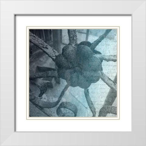 Blue Iron Gate White Modern Wood Framed Art Print with Double Matting by Phillip, Jamie