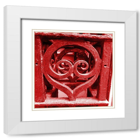 Red Iron Gate White Modern Wood Framed Art Print with Double Matting by Phillip, Jamie