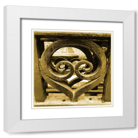 Golden Iron Gate White Modern Wood Framed Art Print with Double Matting by Phillip, Jamie