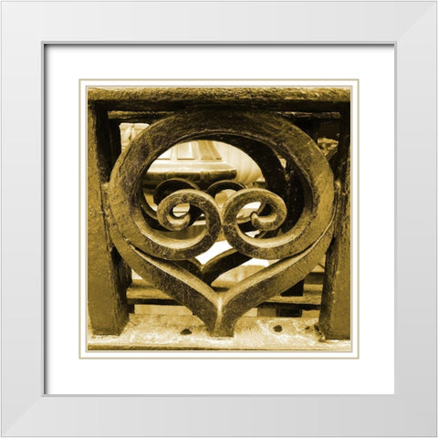 Golden Iron Gate White Modern Wood Framed Art Print with Double Matting by Phillip, Jamie