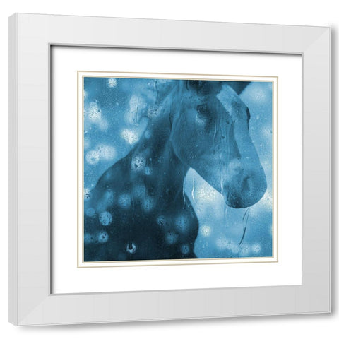 Blue Bubble Horse White Modern Wood Framed Art Print with Double Matting by Phillip, Jamie