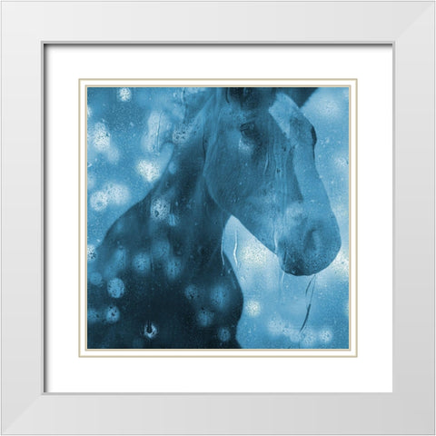 Blue Bubble Horse White Modern Wood Framed Art Print with Double Matting by Phillip, Jamie
