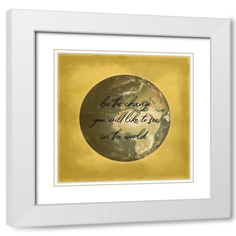 The World 2 White Modern Wood Framed Art Print with Double Matting by Phillip, Jamie