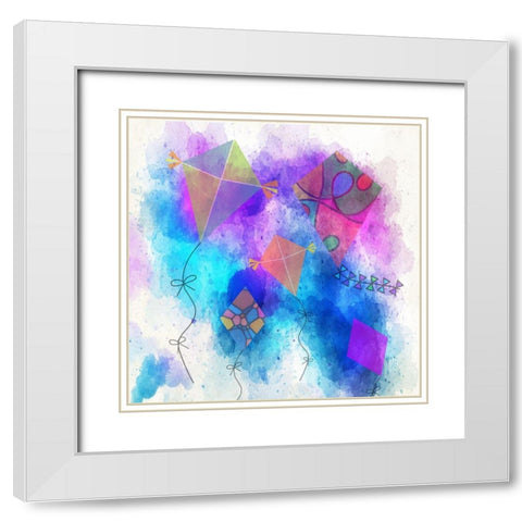 Kites White Modern Wood Framed Art Print with Double Matting by Phillip, Jamie