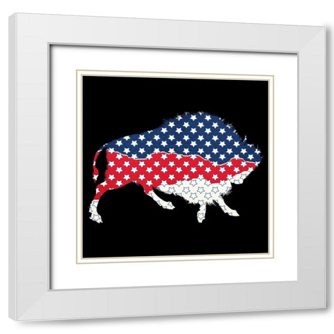 American Bison White Modern Wood Framed Art Print with Double Matting by Phillip, Jamie