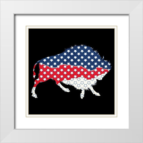 American Bison White Modern Wood Framed Art Print with Double Matting by Phillip, Jamie