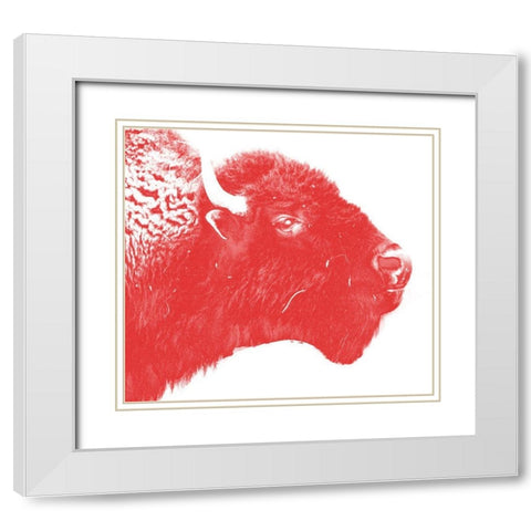 Colored Bison White Modern Wood Framed Art Print with Double Matting by Phillip, Jamie
