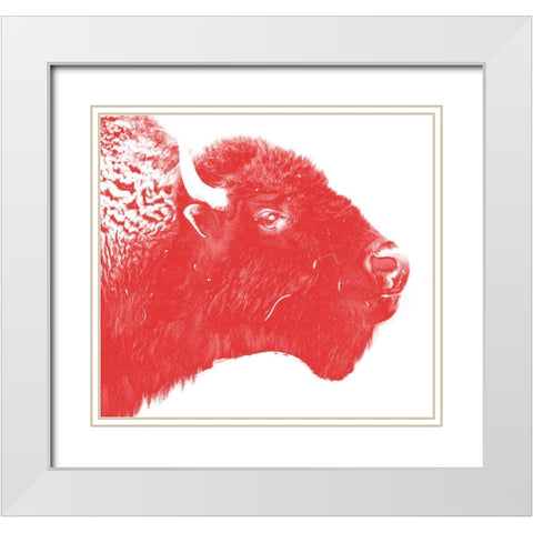 Colored Bison White Modern Wood Framed Art Print with Double Matting by Phillip, Jamie