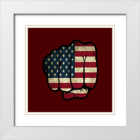 Fist Bump America White Modern Wood Framed Art Print with Double Matting by Phillip, Jamie