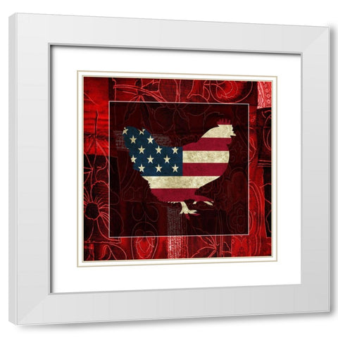 American Rooster 2 White Modern Wood Framed Art Print with Double Matting by Phillip, Jamie