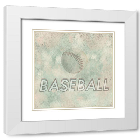 Baseball White Modern Wood Framed Art Print with Double Matting by Phillip, Jamie