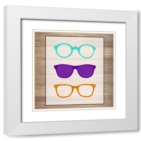 Eye Glasses 3 White Modern Wood Framed Art Print with Double Matting by Phillip, Jamie