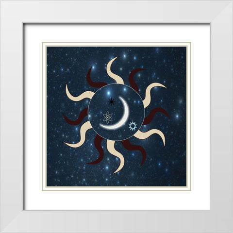 Moon and Sun White Modern Wood Framed Art Print with Double Matting by Phillip, Jamie
