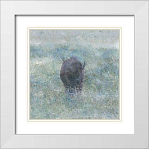 Bison White Modern Wood Framed Art Print with Double Matting by Phillip, Jamie