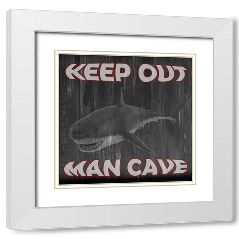 Man Cave Keep Out White Modern Wood Framed Art Print with Double Matting by Phillip, Jamie