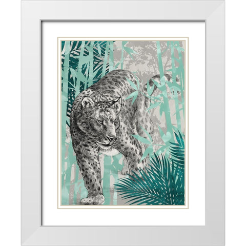 Leopard White Modern Wood Framed Art Print with Double Matting by Urban Road