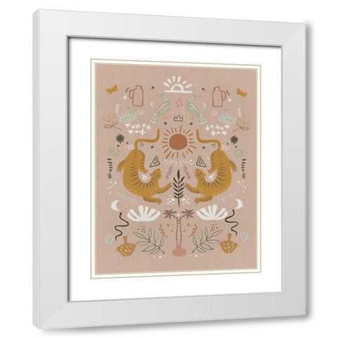 Sun Tiger White Modern Wood Framed Art Print with Double Matting by Urban Road