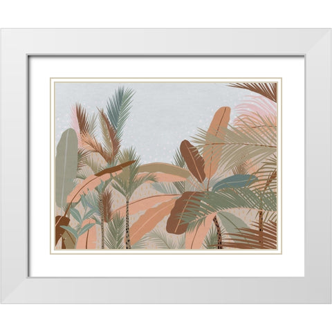 Peach Beach White Modern Wood Framed Art Print with Double Matting by Urban Road