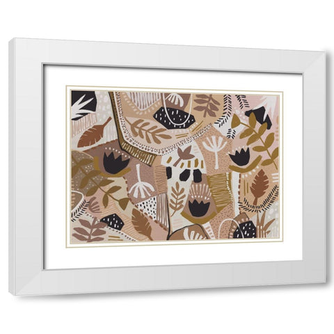 Patchwork Proteas White Modern Wood Framed Art Print with Double Matting by Urban Road