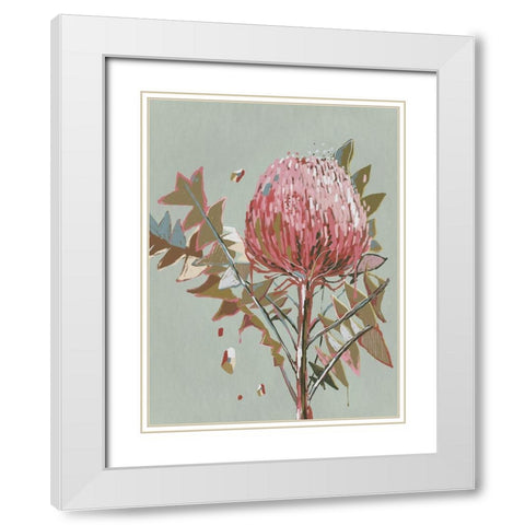 Sage Waratah White Modern Wood Framed Art Print with Double Matting by Urban Road