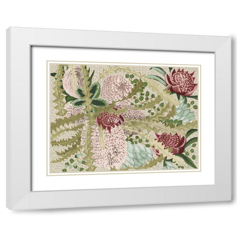 Telopea I White Modern Wood Framed Art Print with Double Matting by Urban Road