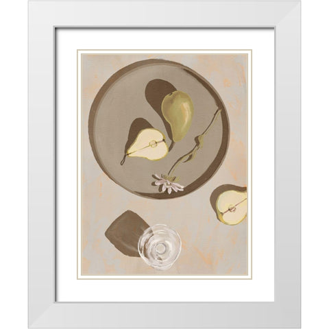 Pear Flowers White Modern Wood Framed Art Print with Double Matting by Urban Road