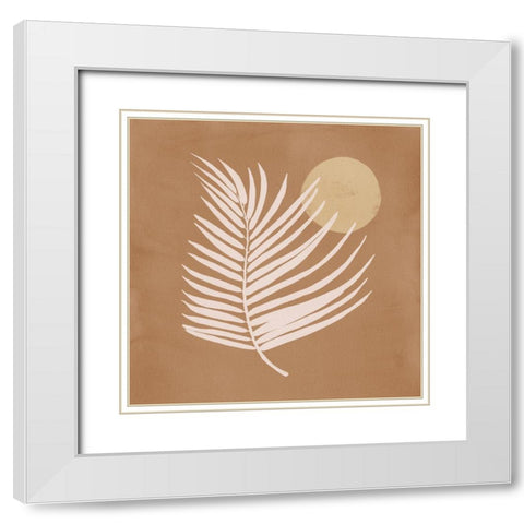 Sunrise Palm Bronze White Modern Wood Framed Art Print with Double Matting by Urban Road