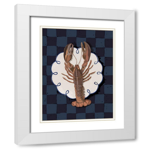 Freshwater Deep Blue White Modern Wood Framed Art Print with Double Matting by Urban Road