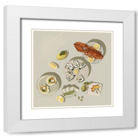 Family Gathering Beige White Modern Wood Framed Art Print with Double Matting by Urban Road