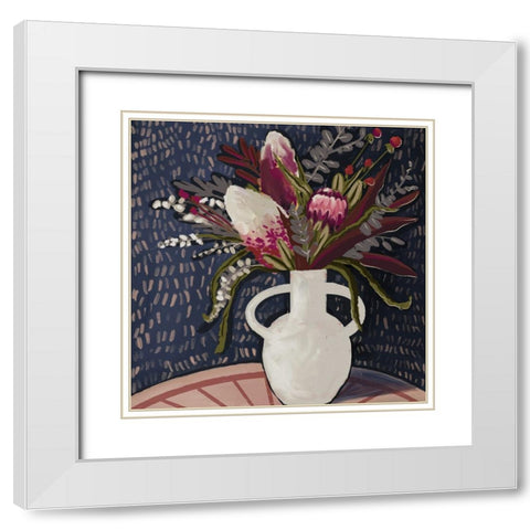 Blushing Blooms White Modern Wood Framed Art Print with Double Matting by Urban Road