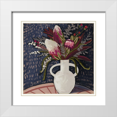 Blushing Blooms White Modern Wood Framed Art Print with Double Matting by Urban Road