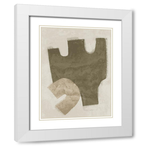 Amity Khaki Green White Modern Wood Framed Art Print with Double Matting by Urban Road