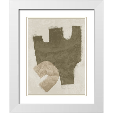 Amity Khaki Green White Modern Wood Framed Art Print with Double Matting by Urban Road