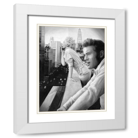 James and Marilyn Mono Poster White Modern Wood Framed Art Print with Double Matting by Urban Road