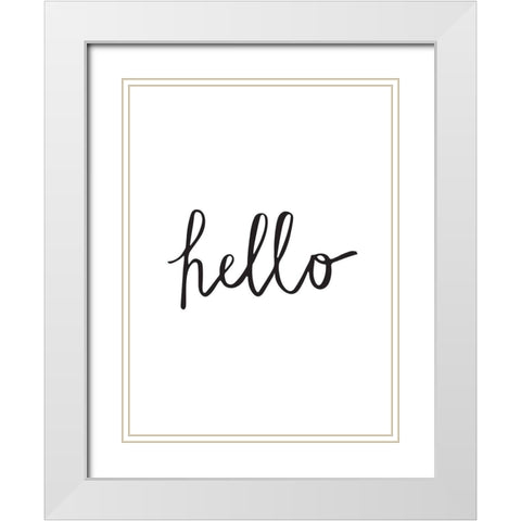 Hello Poster White Modern Wood Framed Art Print with Double Matting by Urban Road