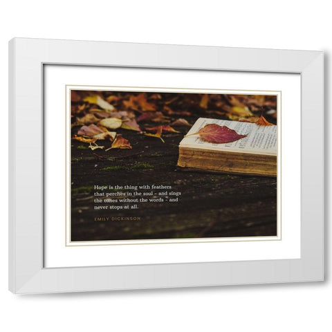 Emily Dickinson Quote: Hope White Modern Wood Framed Art Print with Double Matting by ArtsyQuotes