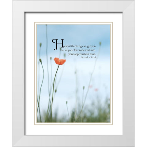 Martha Beck Quote: Hopeful Thinking White Modern Wood Framed Art Print with Double Matting by ArtsyQuotes