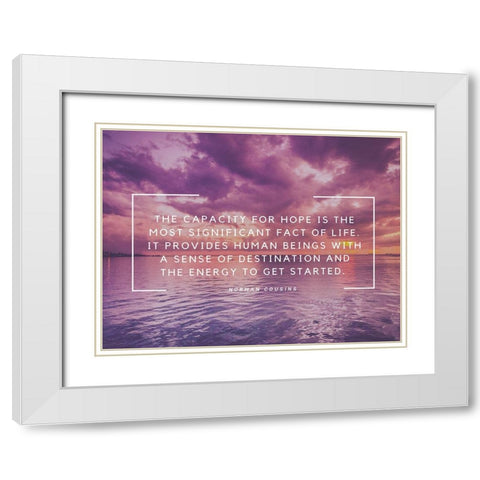 Norman Cousins Quote: Destination White Modern Wood Framed Art Print with Double Matting by ArtsyQuotes