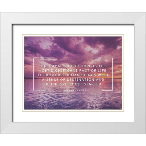 Norman Cousins Quote: Destination White Modern Wood Framed Art Print with Double Matting by ArtsyQuotes