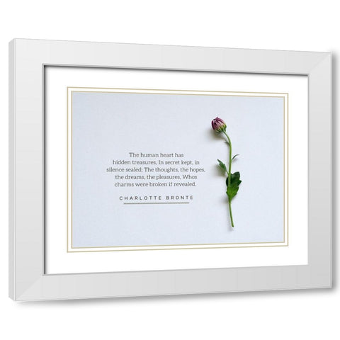 Charlotte Bronte Quote: The Human Heart White Modern Wood Framed Art Print with Double Matting by ArtsyQuotes