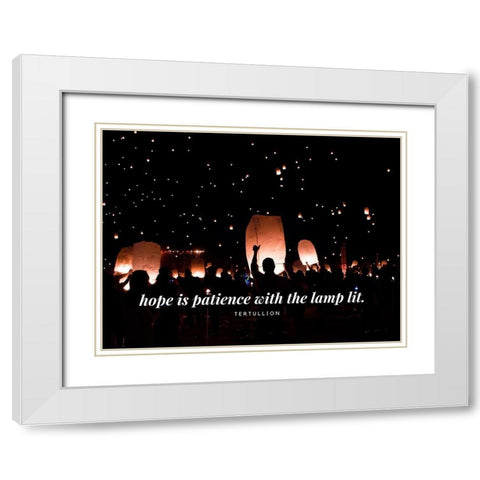 Tertullian Quote: Hope is Patience White Modern Wood Framed Art Print with Double Matting by ArtsyQuotes