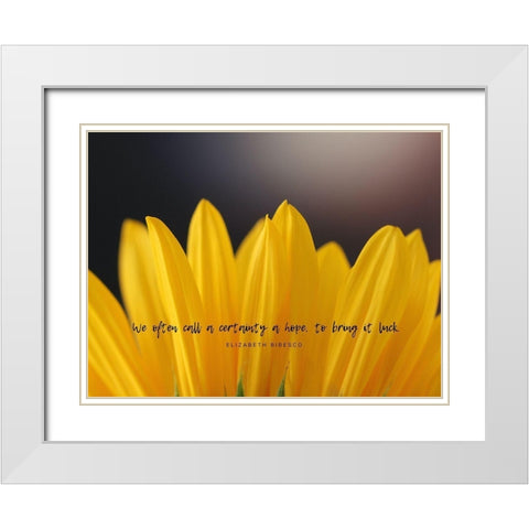 Elizabeth Bibesco Quote: Bring it Luck White Modern Wood Framed Art Print with Double Matting by ArtsyQuotes