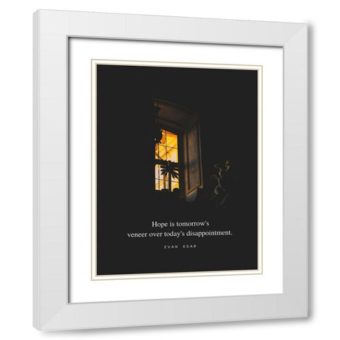 Evan Esar Quote: Todays Disappointment White Modern Wood Framed Art Print with Double Matting by ArtsyQuotes