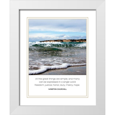 Winston Churchill Quote: Great Things are Simple White Modern Wood Framed Art Print with Double Matting by ArtsyQuotes
