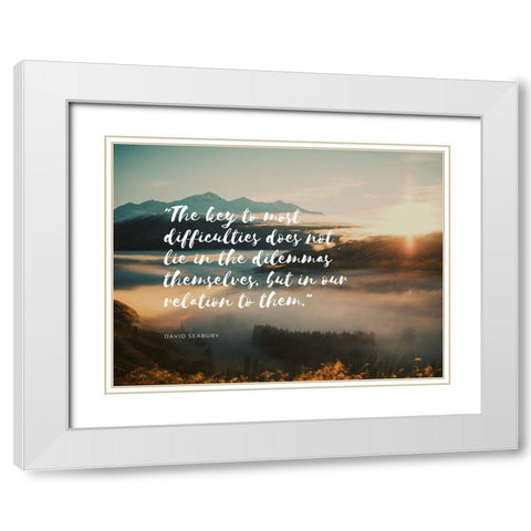 David Seabury Quote: Most Difficulties White Modern Wood Framed Art Print with Double Matting by ArtsyQuotes