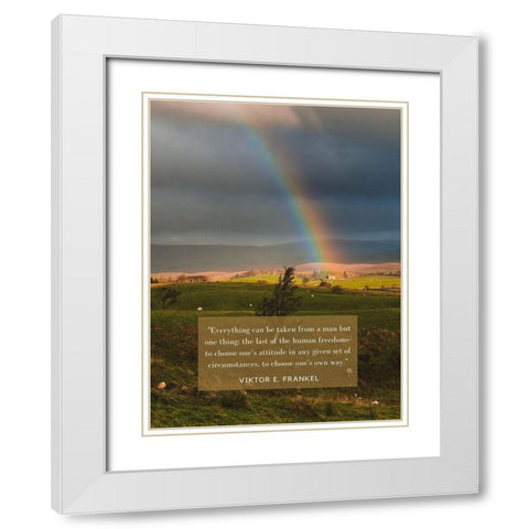 Viktor E. Frankel Quote: Human Freedoms White Modern Wood Framed Art Print with Double Matting by ArtsyQuotes