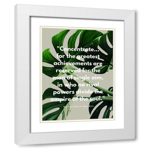 Orison Swett Marden Quote: Concentrate White Modern Wood Framed Art Print with Double Matting by ArtsyQuotes