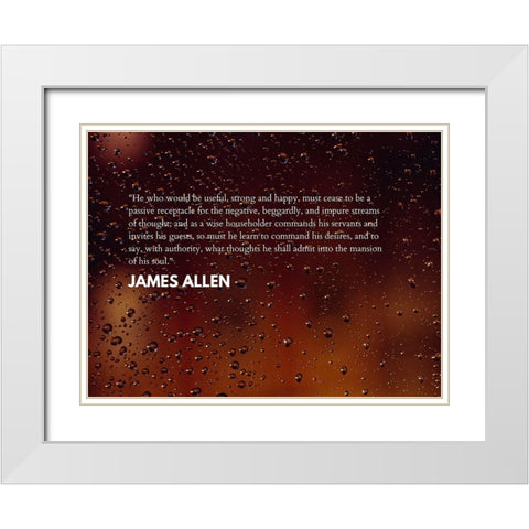 James Allen Quote: Strong and Happy White Modern Wood Framed Art Print with Double Matting by ArtsyQuotes