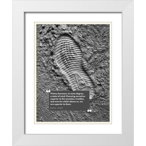 Basil King Quote: Victory White Modern Wood Framed Art Print with Double Matting by ArtsyQuotes